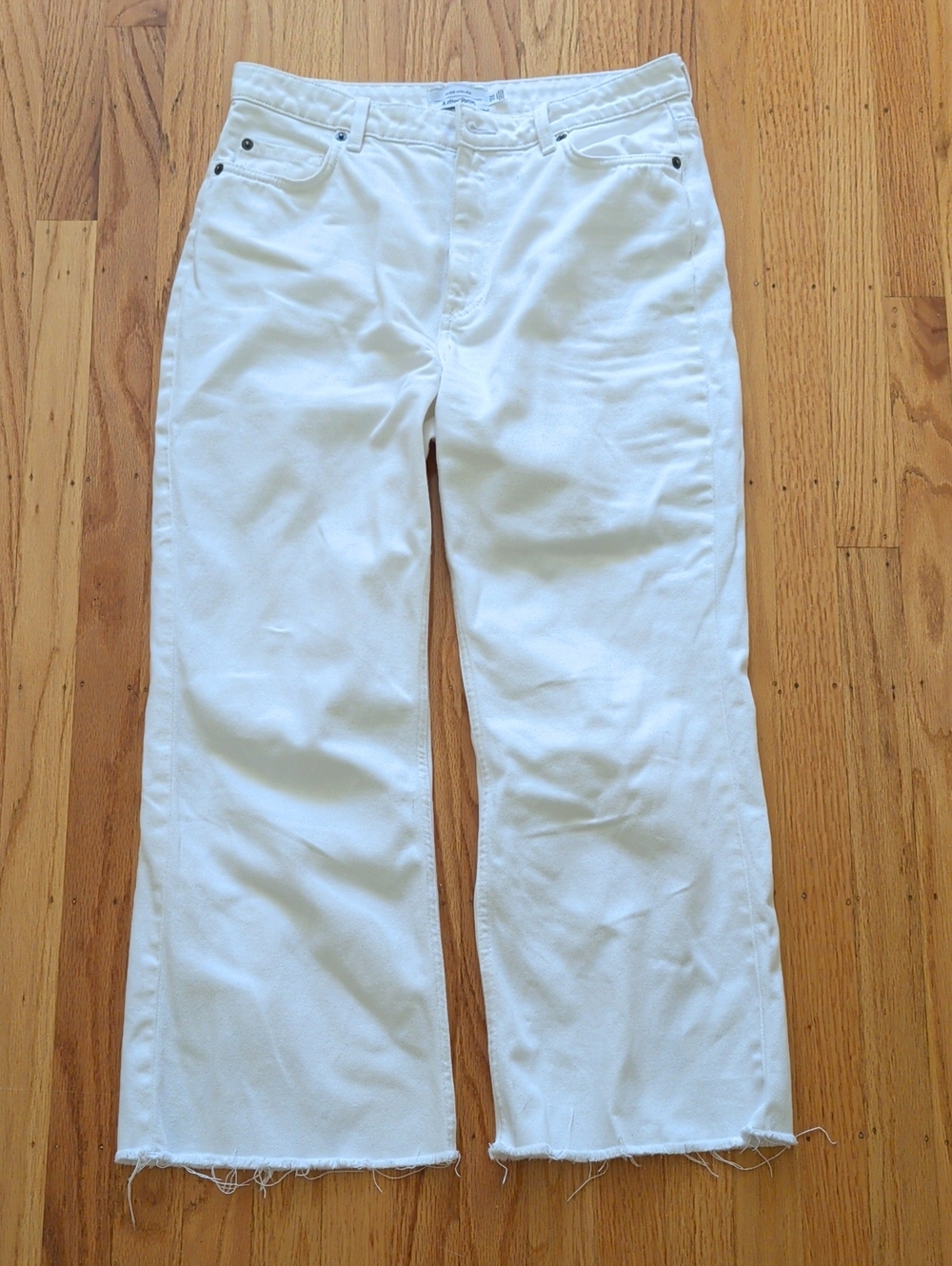 & Other Stories White Wide-Leg Raw Hem Jeans